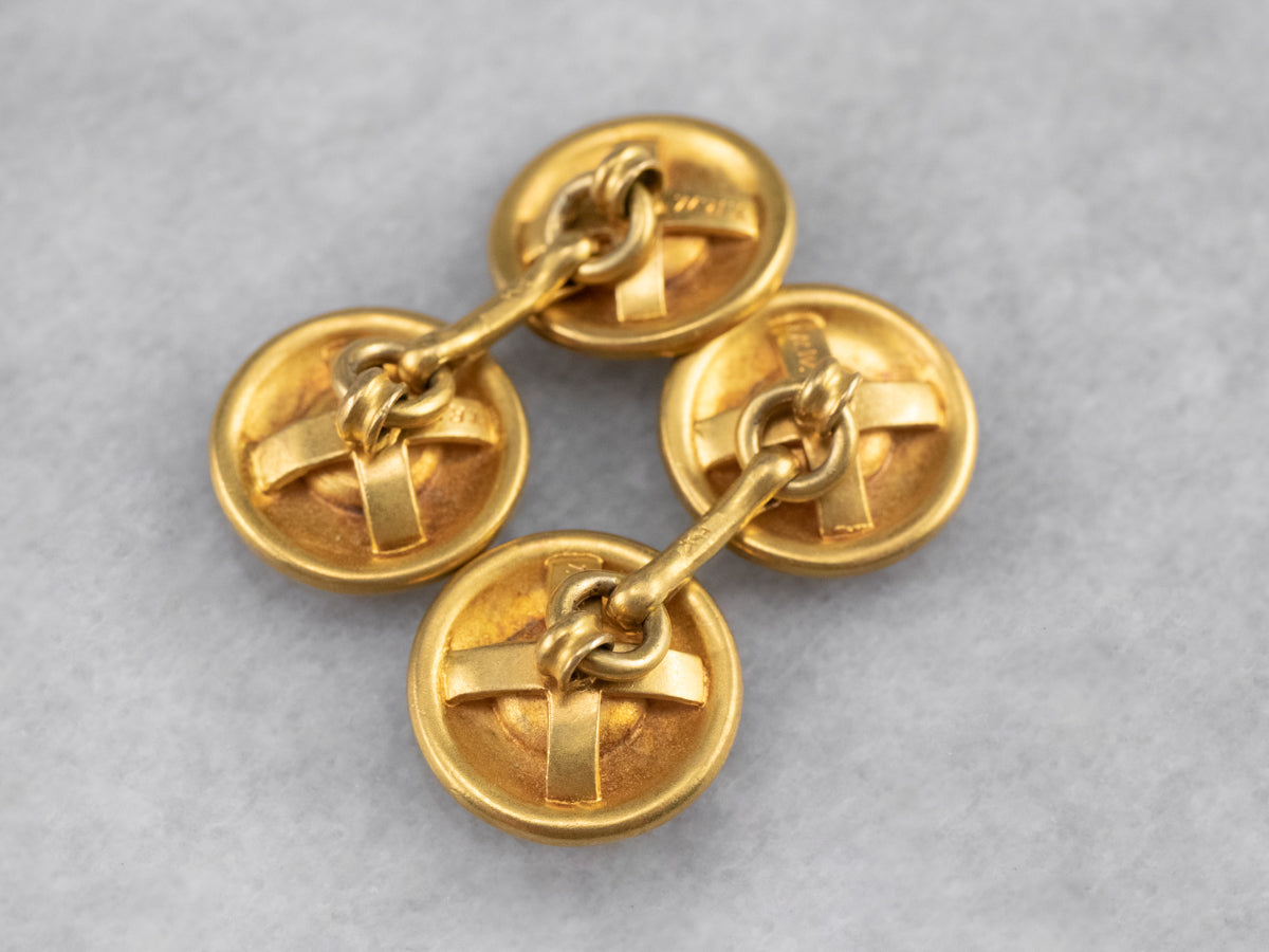 Antique Synthetic Sapphire 18K Gold Cufflinks