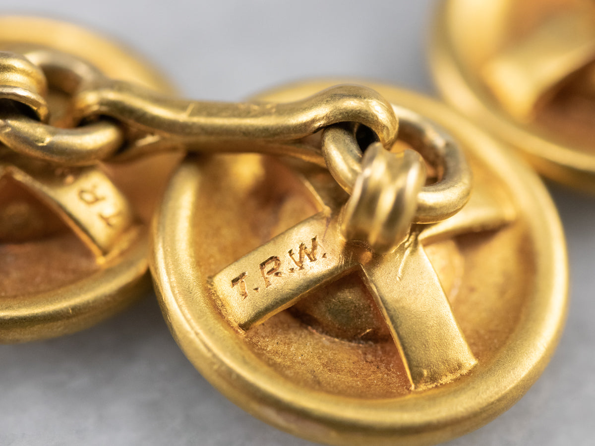 Antique Synthetic Sapphire 18K Gold Cufflinks