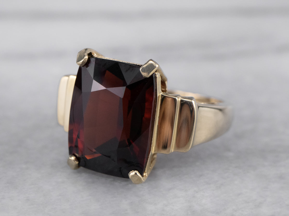 Garnet Stepped Gold Statement Ring