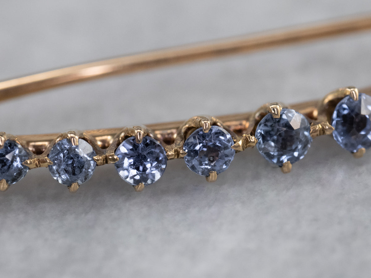 Art Nouveau Synthetic Sapphire Gold Moon Brooch