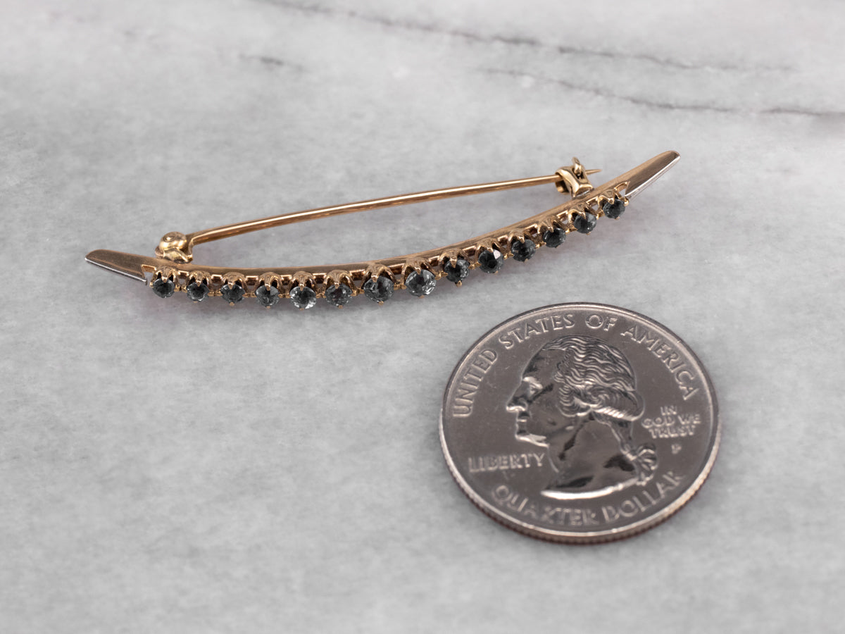 Art Nouveau Synthetic Sapphire Gold Moon Brooch