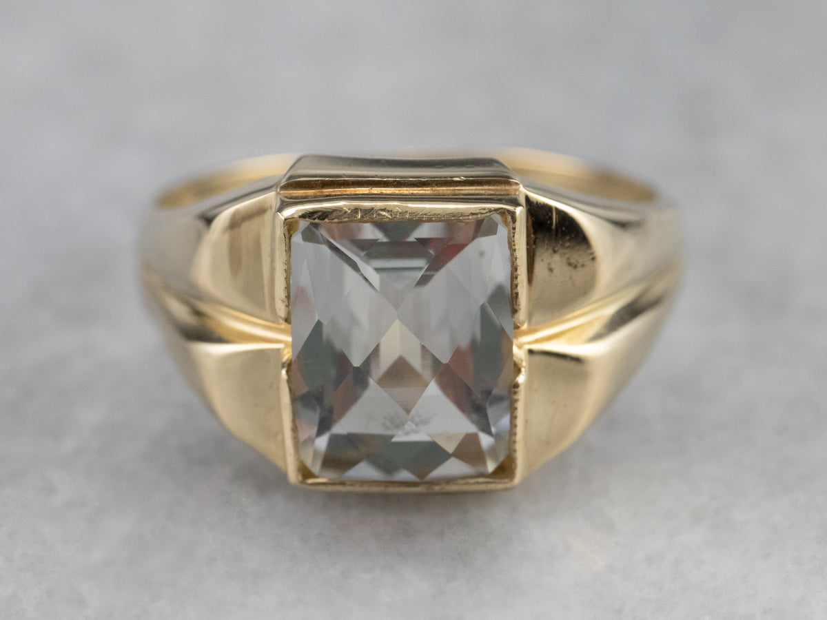 Retro White Topaz Gold Ring