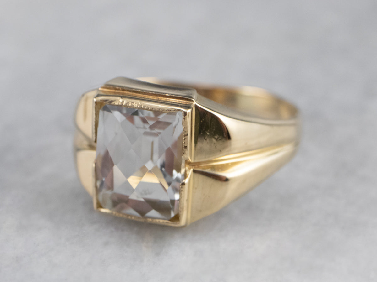 Retro White Topaz Gold Ring