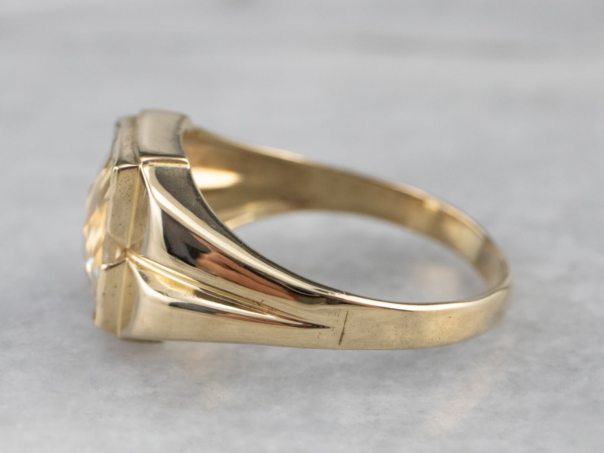 Retro White Topaz Gold Ring