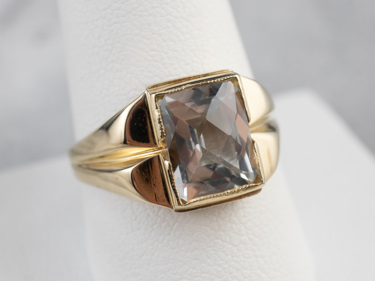 Retro White Topaz Gold Ring