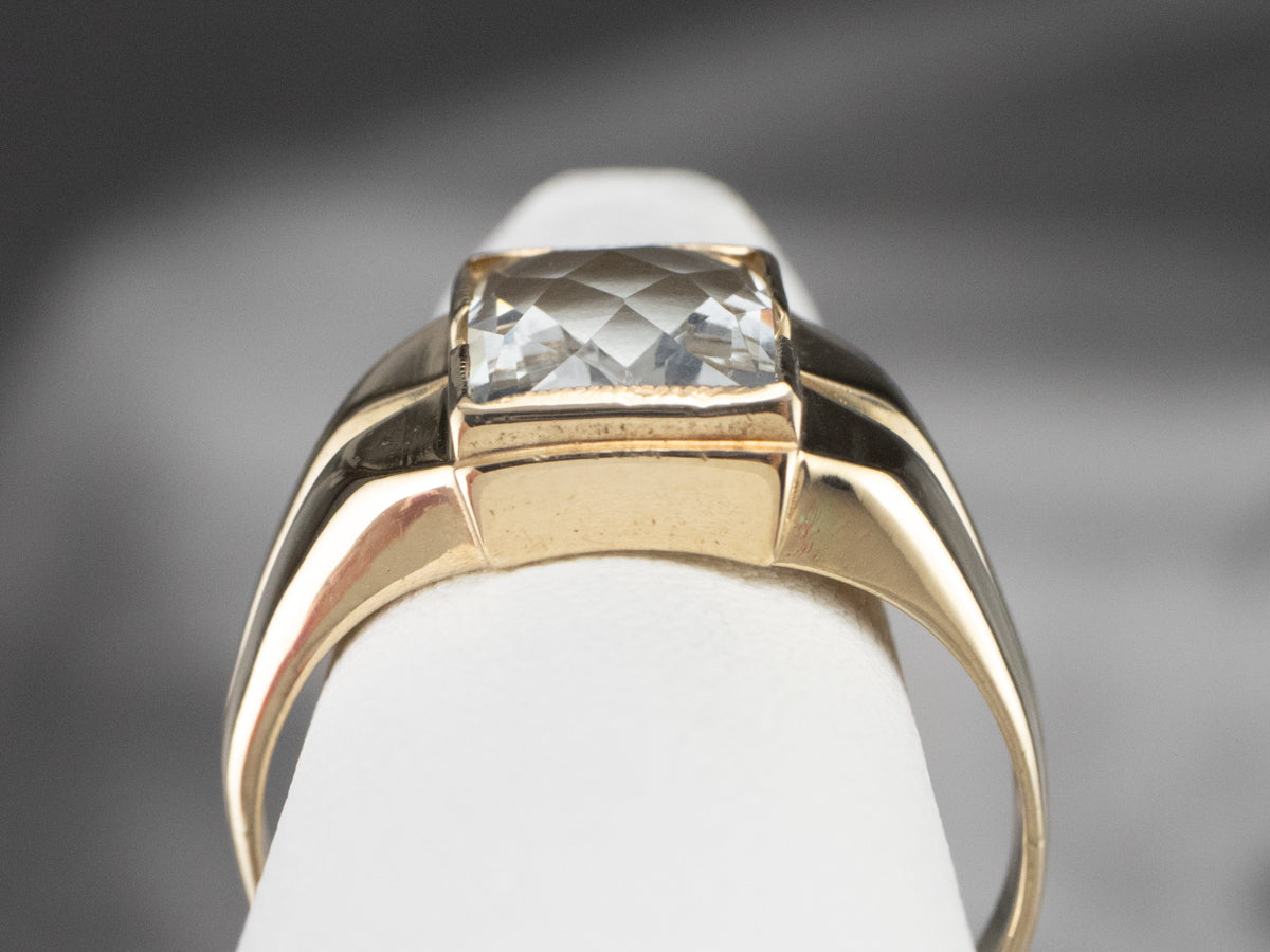 Retro White Topaz Gold Ring