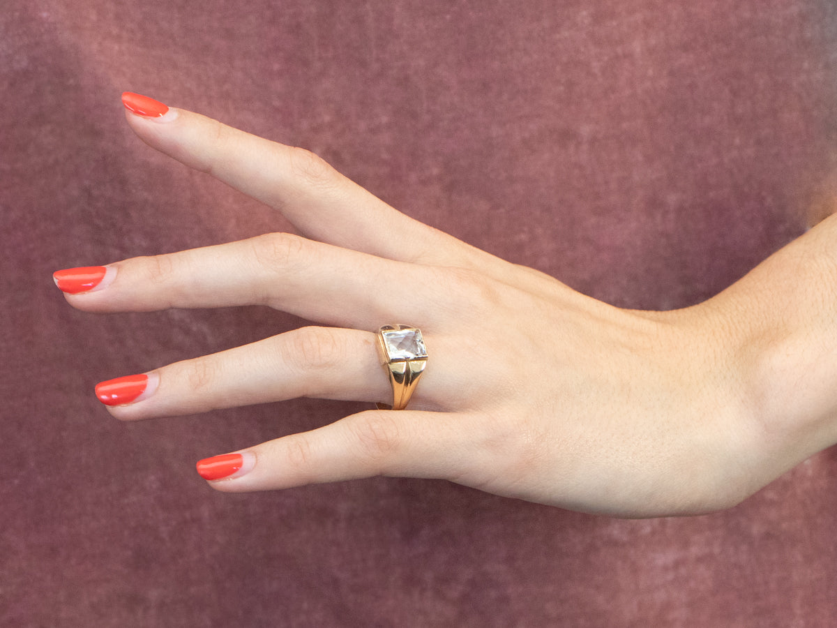 Retro White Topaz Gold Ring