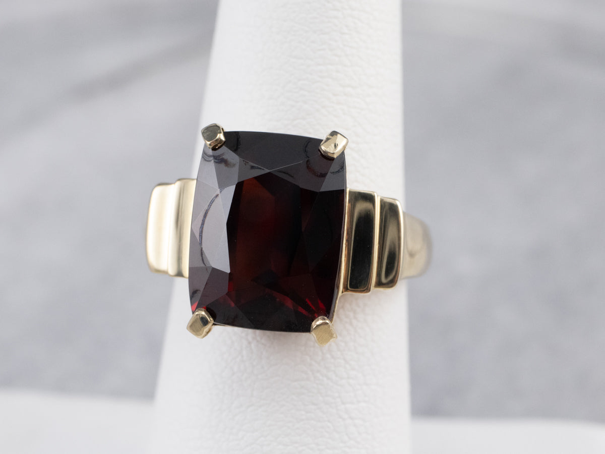 Garnet Stepped Gold Statement Ring