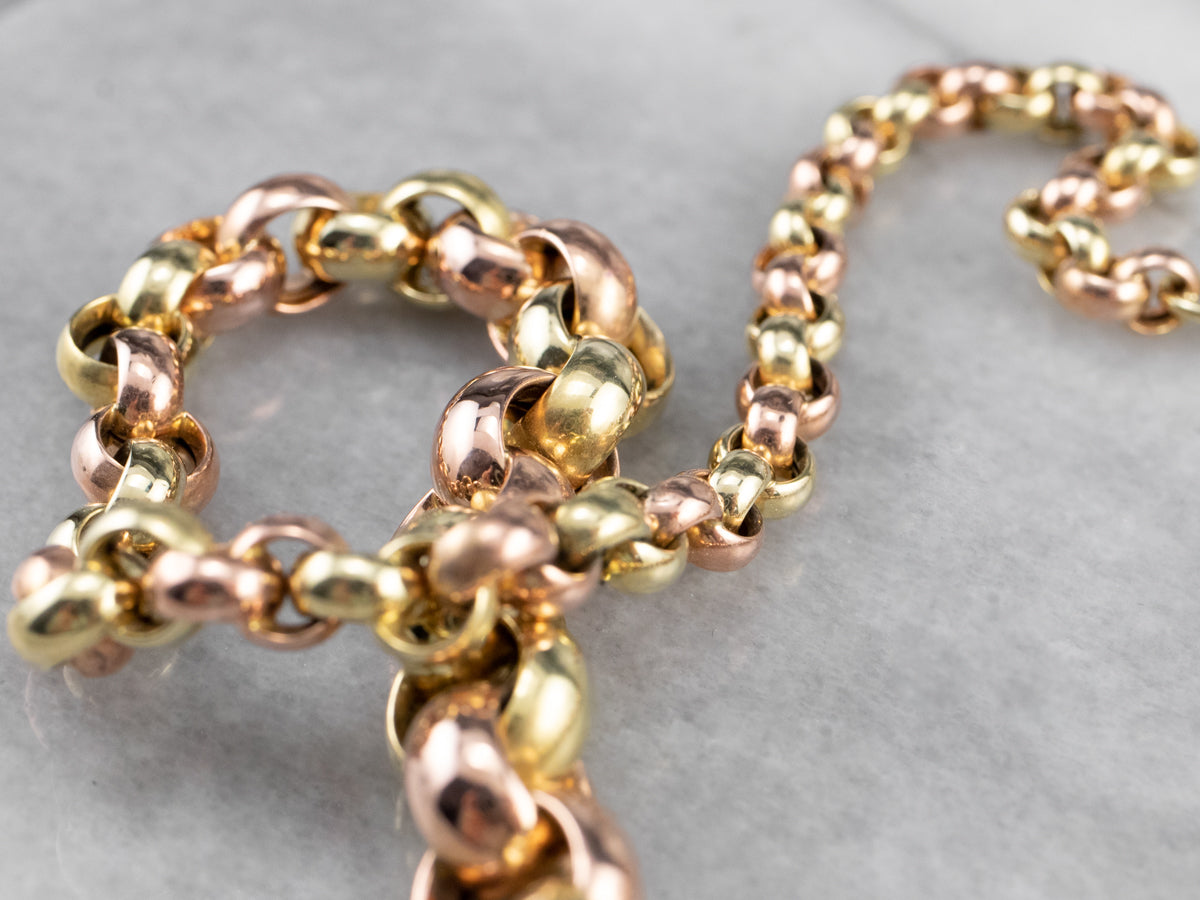 Collar de cadena Rolo graduado en dos tonos de oro