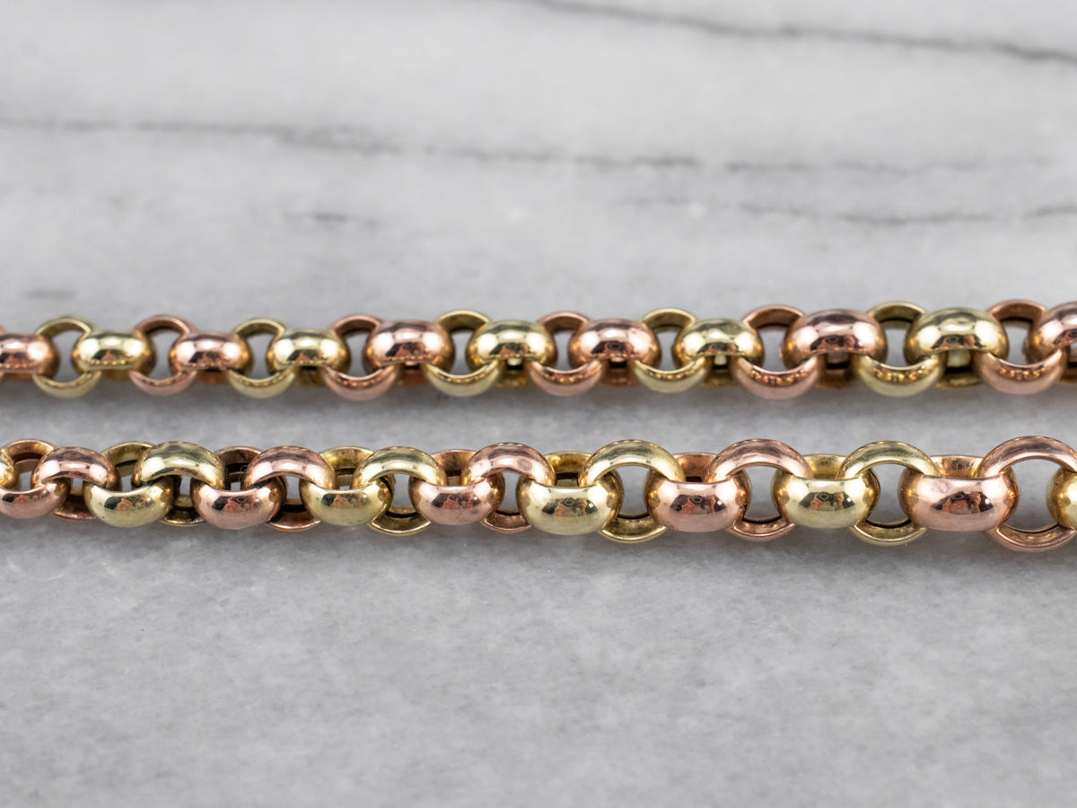 Collar de cadena Rolo graduado en dos tonos de oro