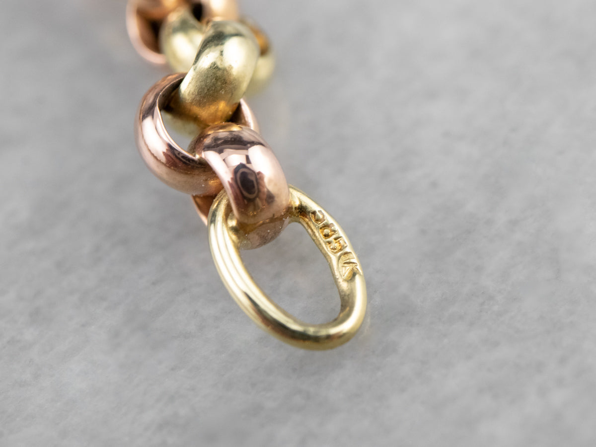 Collar de cadena Rolo graduado en dos tonos de oro