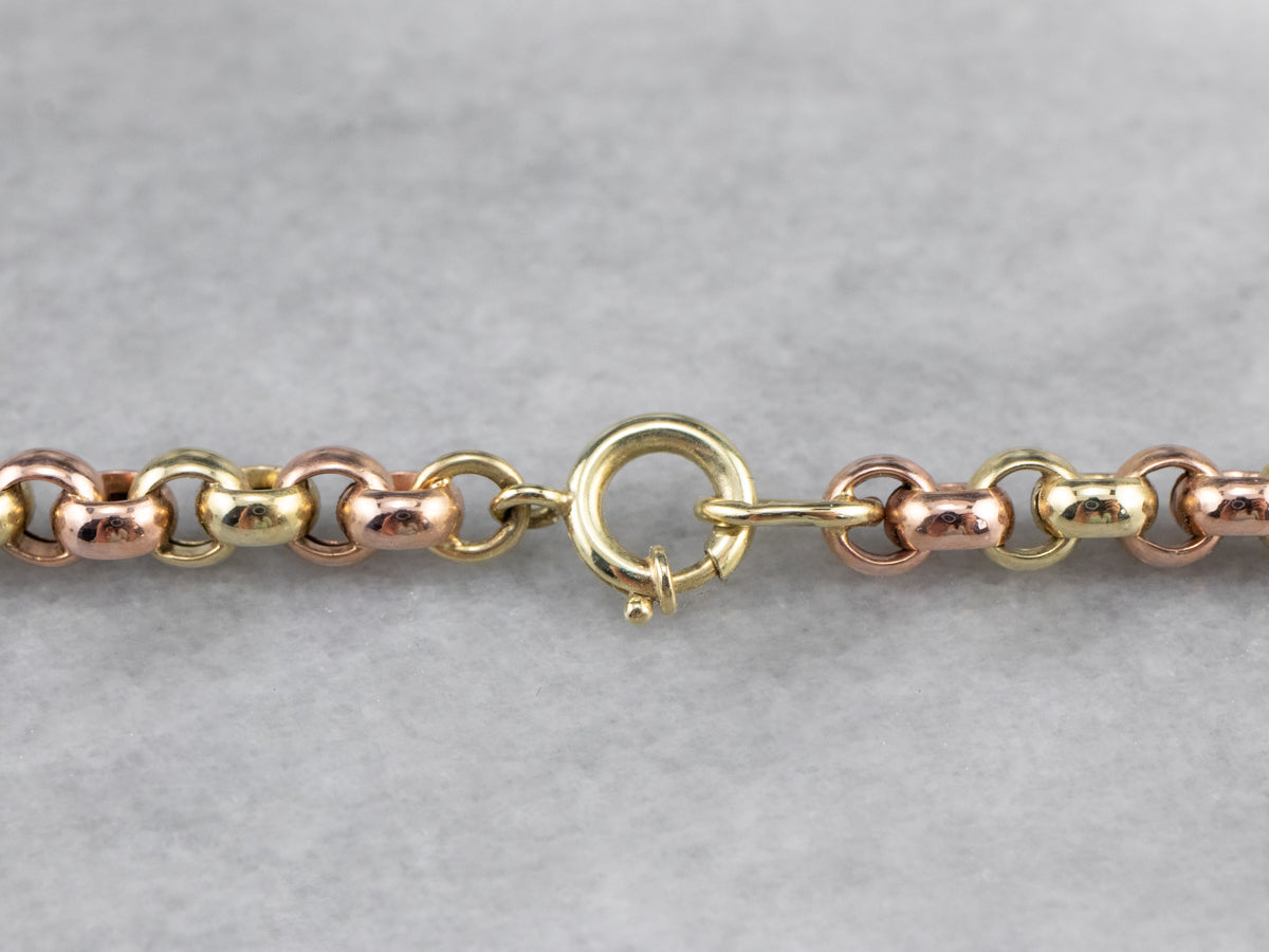 Collar de cadena Rolo graduado en dos tonos de oro