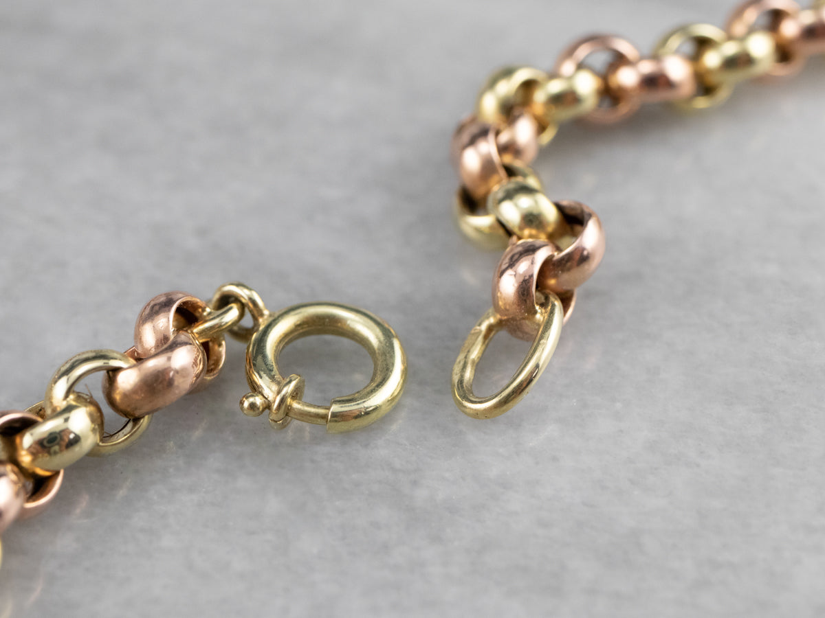 Collar de cadena Rolo graduado en dos tonos de oro