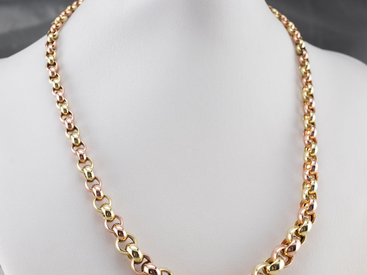 Collar de cadena Rolo graduado en dos tonos de oro