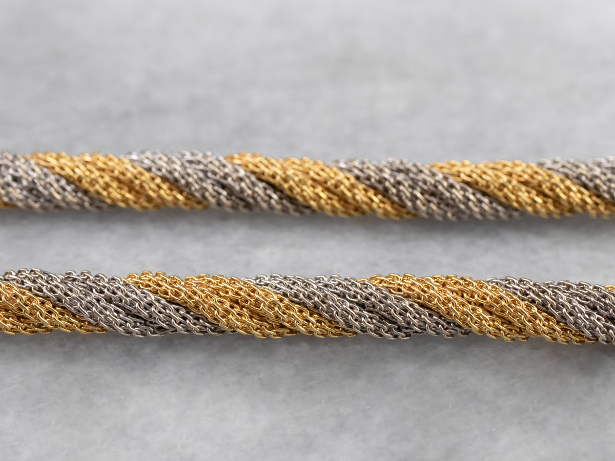 Collar de cadena de malla trenzada en oro de 18 quilates de dos tonos