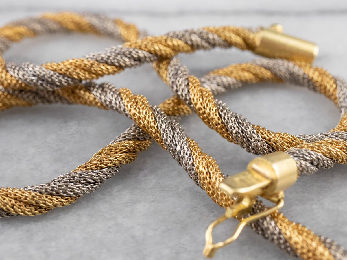 Collar de cadena de malla trenzada en oro de 18 quilates de dos tonos
