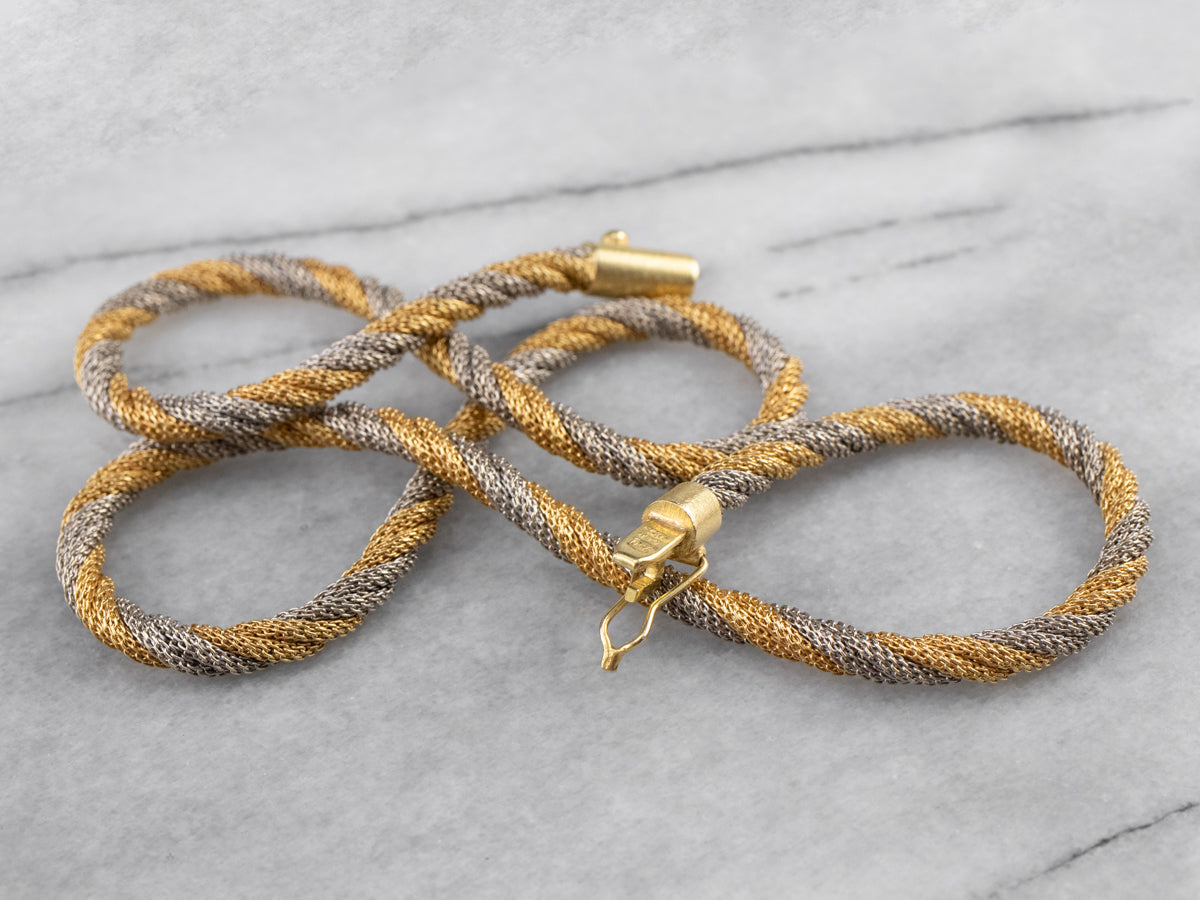 Collar de cadena de malla trenzada en oro de 18 quilates de dos tonos