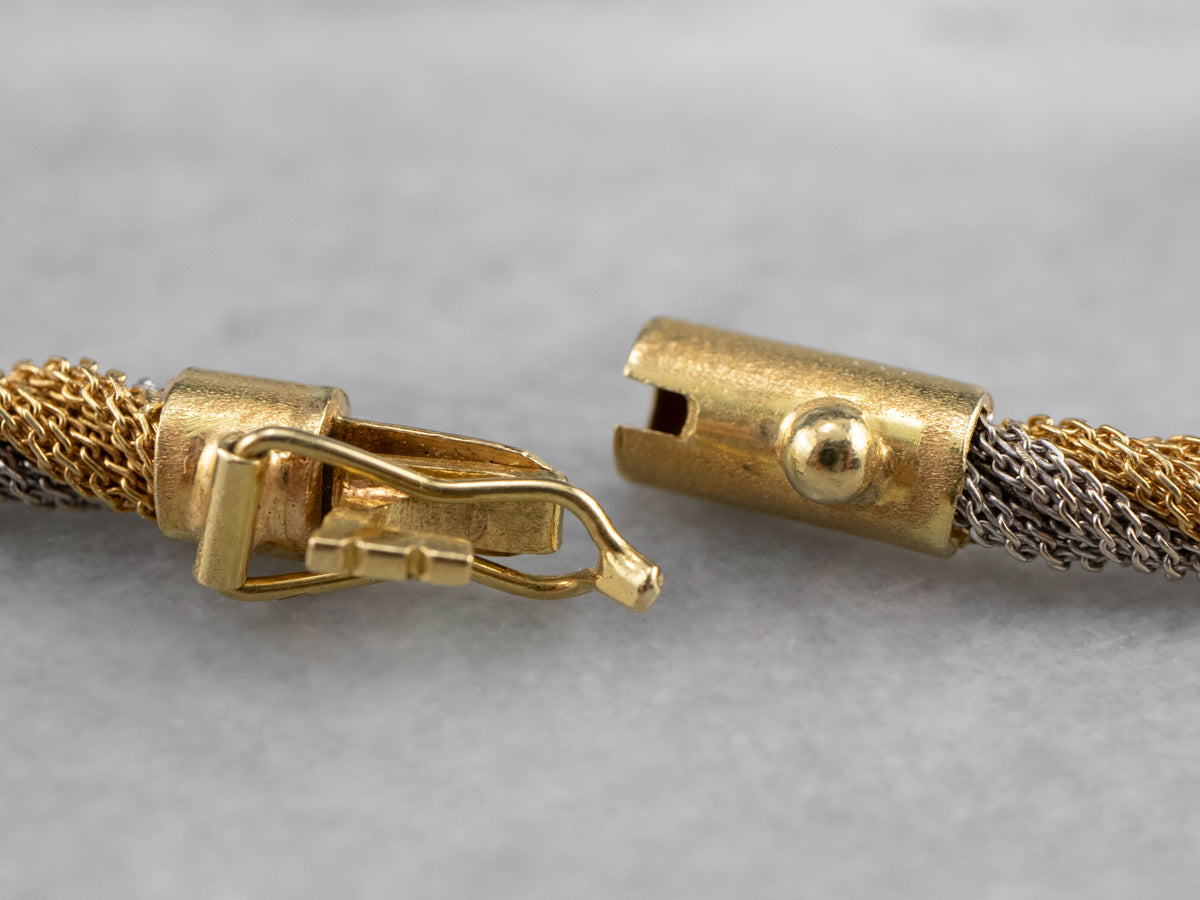 Collar de cadena de malla trenzada en oro de 18 quilates de dos tonos