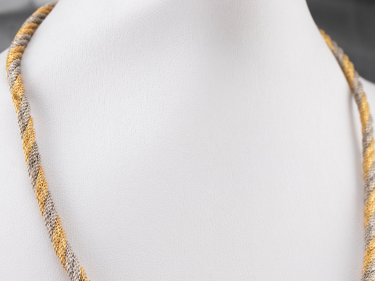 Collar de cadena de malla trenzada en oro de 18 quilates de dos tonos