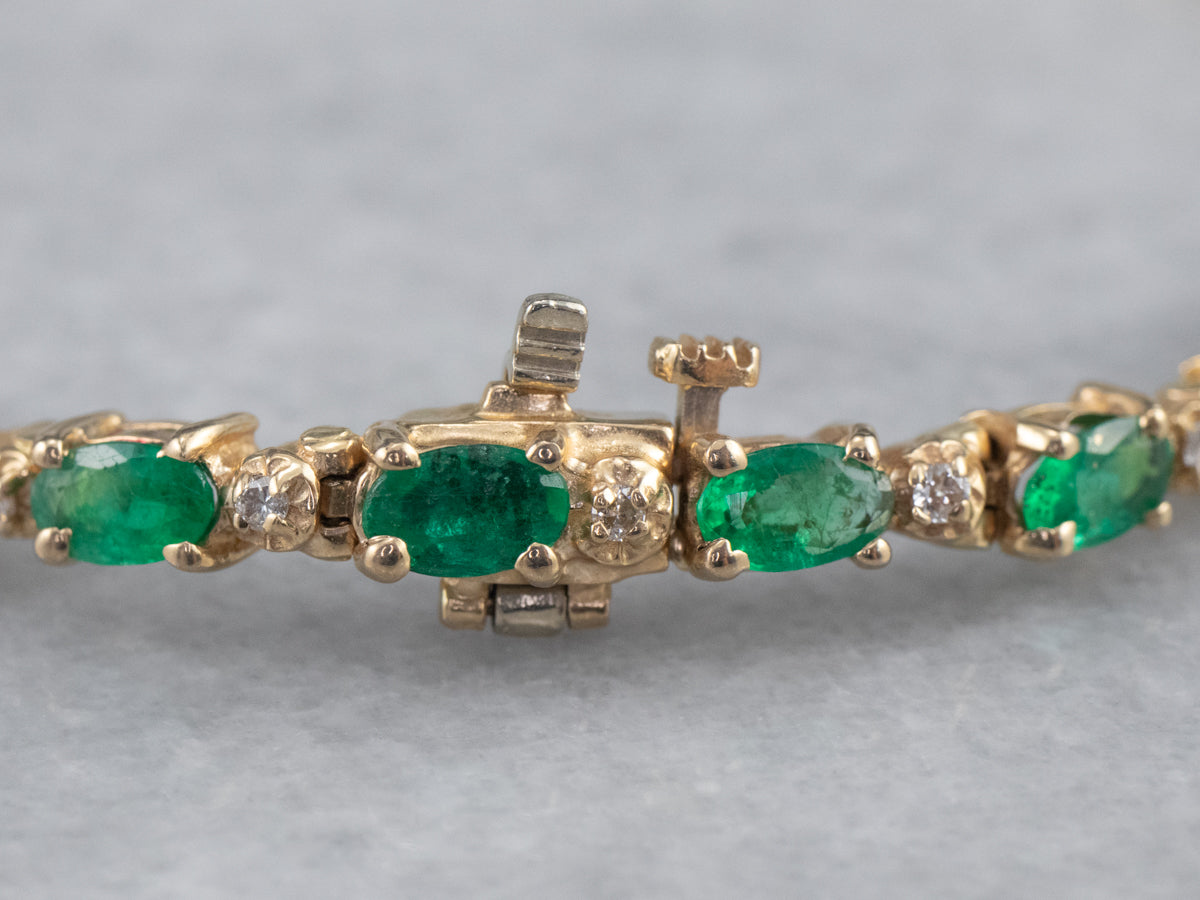 Emerald Diamond Gold Tennis Bracelet
