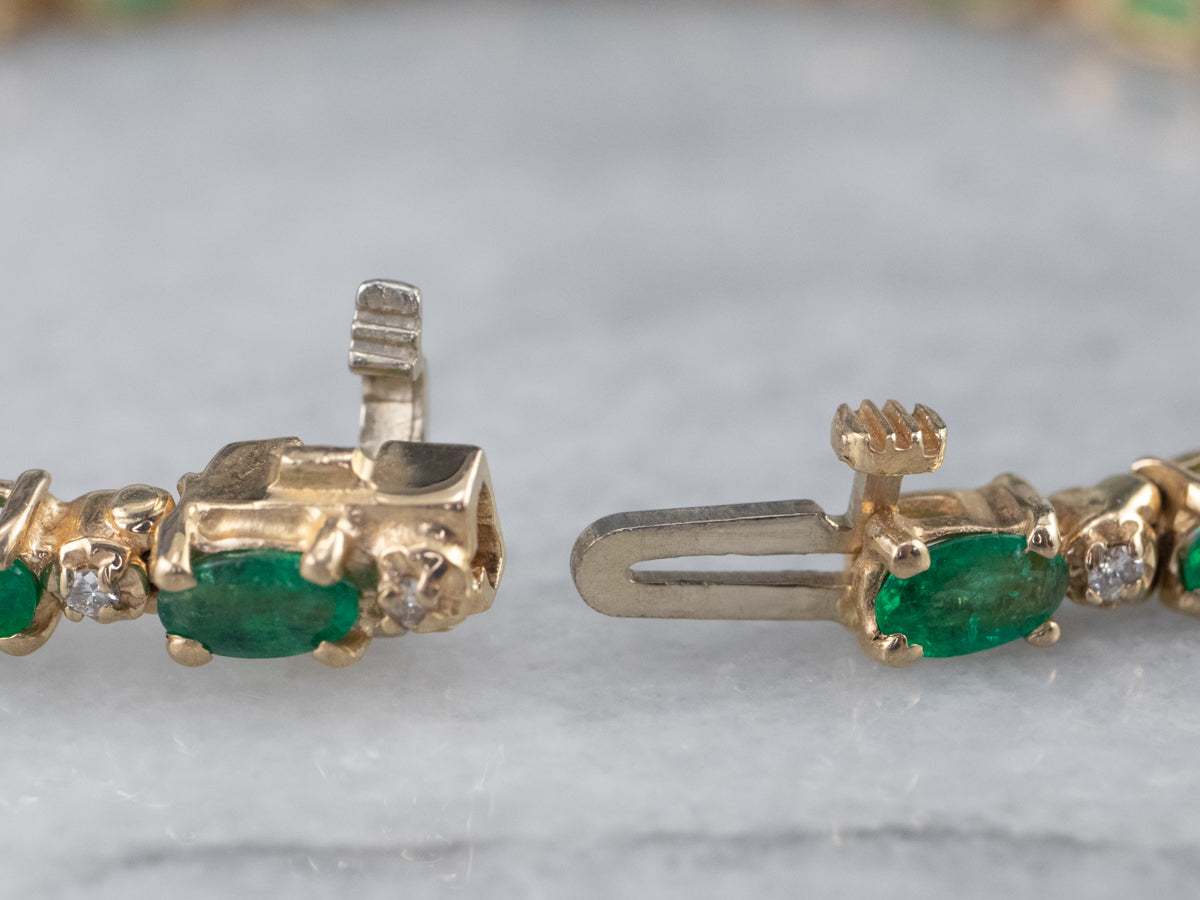 Emerald Diamond Gold Tennis Bracelet