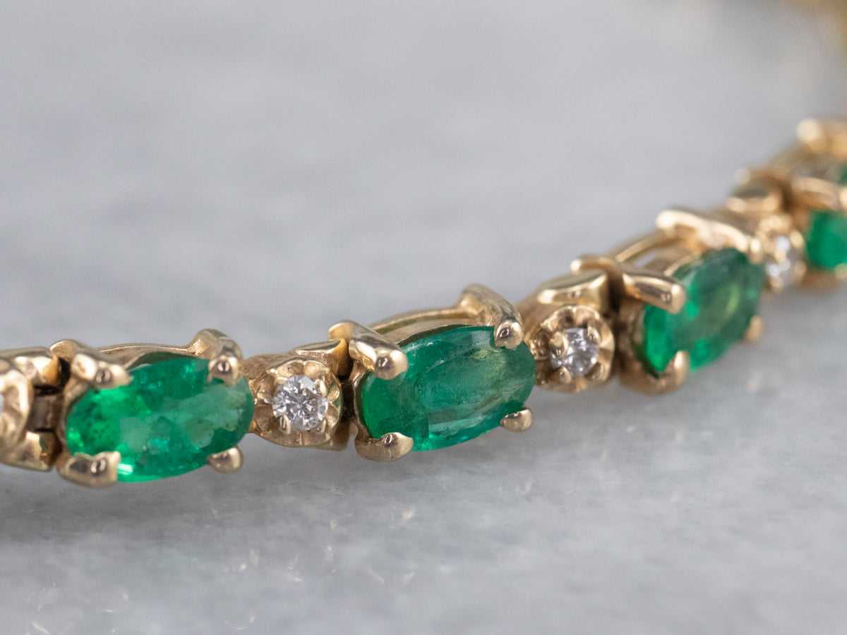 Emerald Diamond Gold Tennis Bracelet