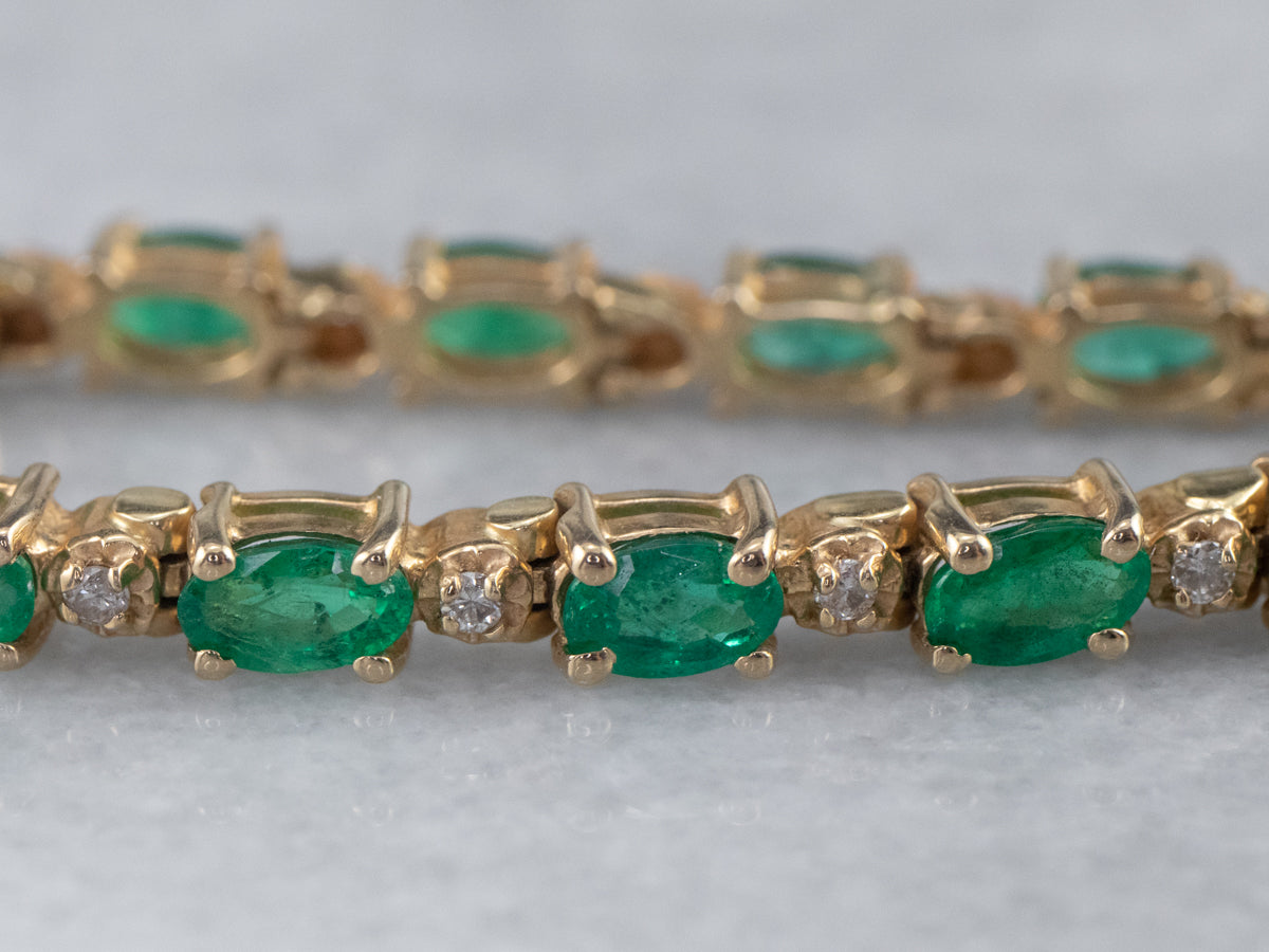Emerald Diamond Gold Tennis Bracelet