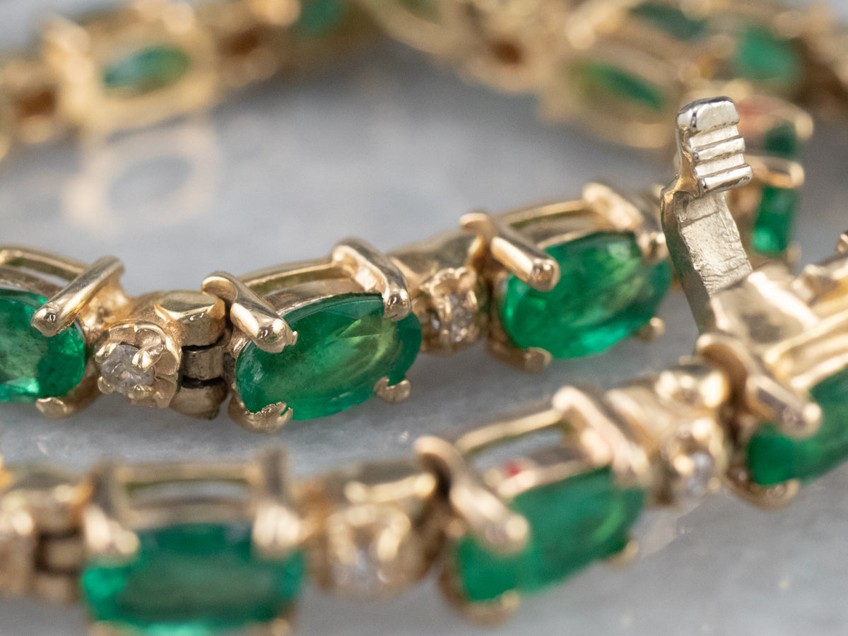 Emerald Diamond Gold Tennis Bracelet