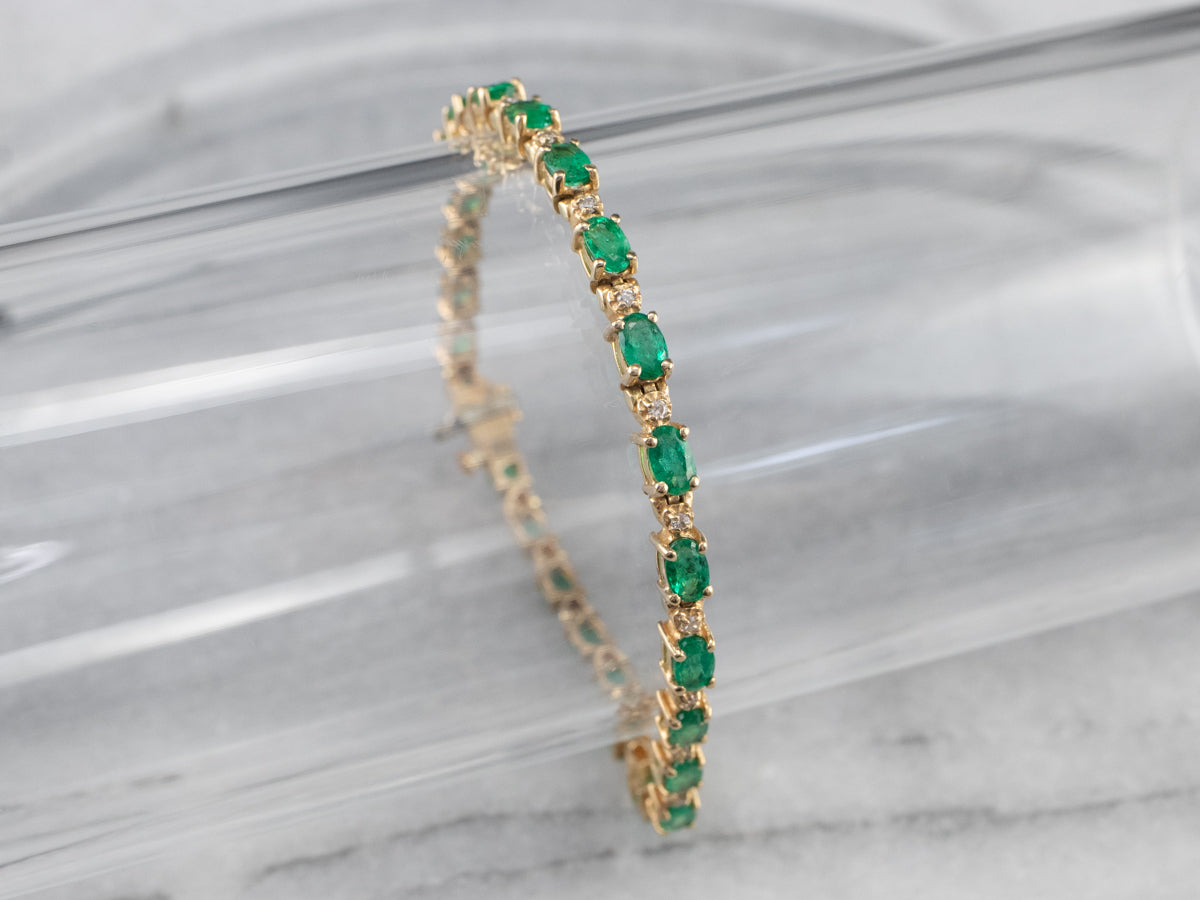 Emerald Diamond Gold Tennis Bracelet