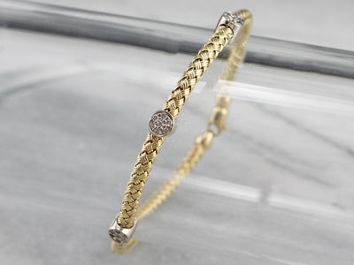 Woven Two Tone Gold Diamond Bracelet