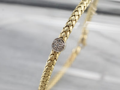 Woven Two Tone Gold Diamond Bracelet