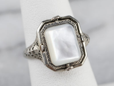 Art Deco Cameo and Mother of Pearl Flip Ring