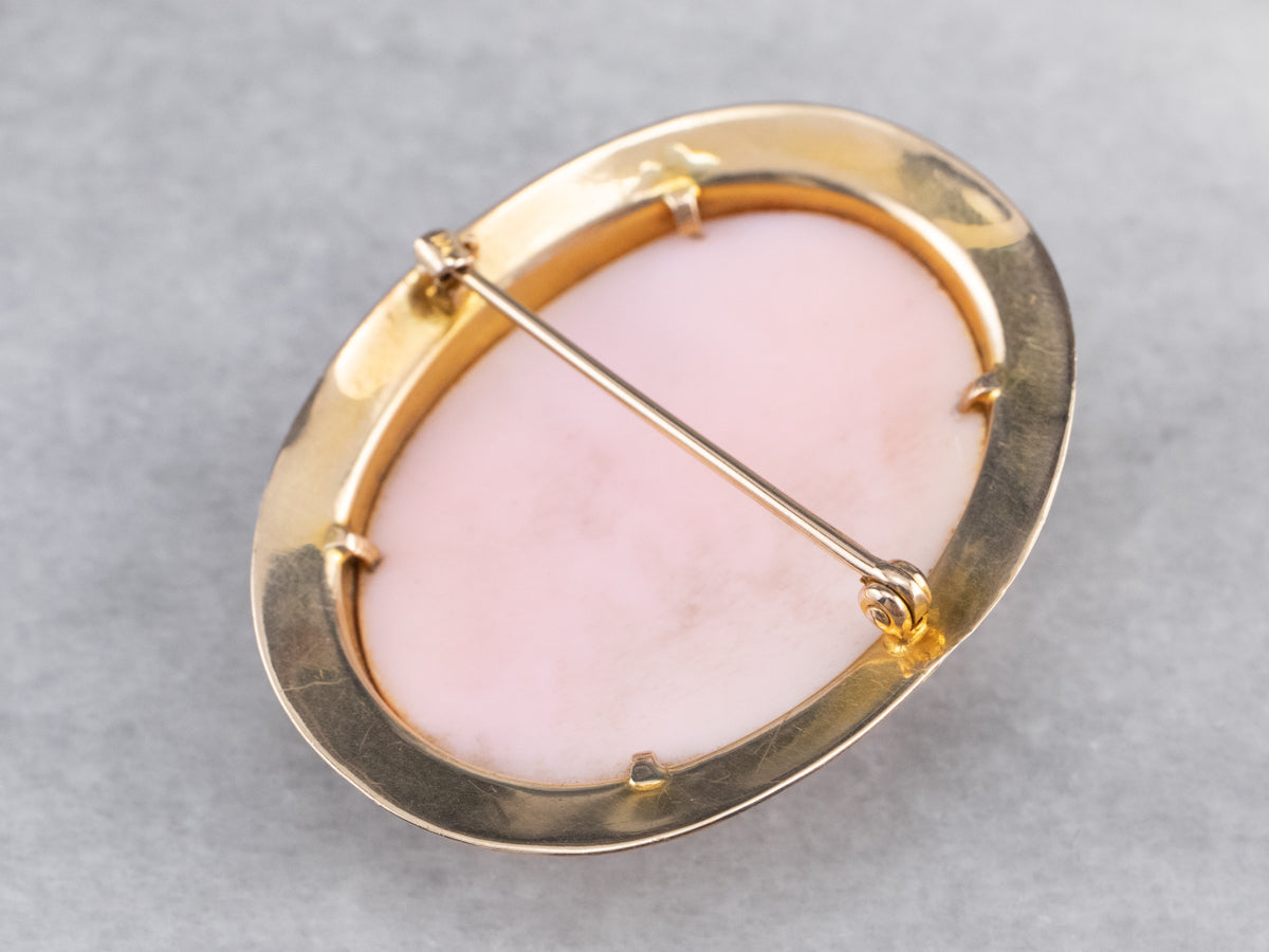 Vintage Pink Shell Cameo Brooch