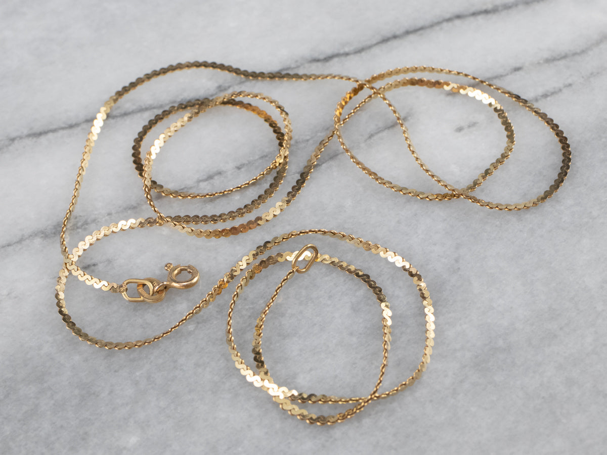 Long Gold Flat Serpentine Chain