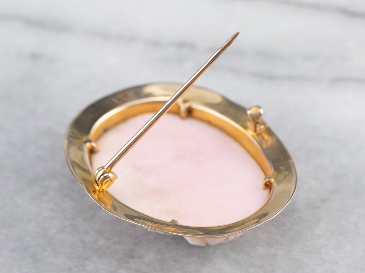 Vintage Pink Shell Cameo Brooch