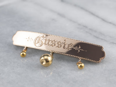 Antique "Gussie" Gold Bar Pin