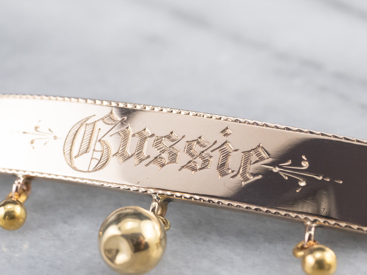 Antique "Gussie" Gold Bar Pin