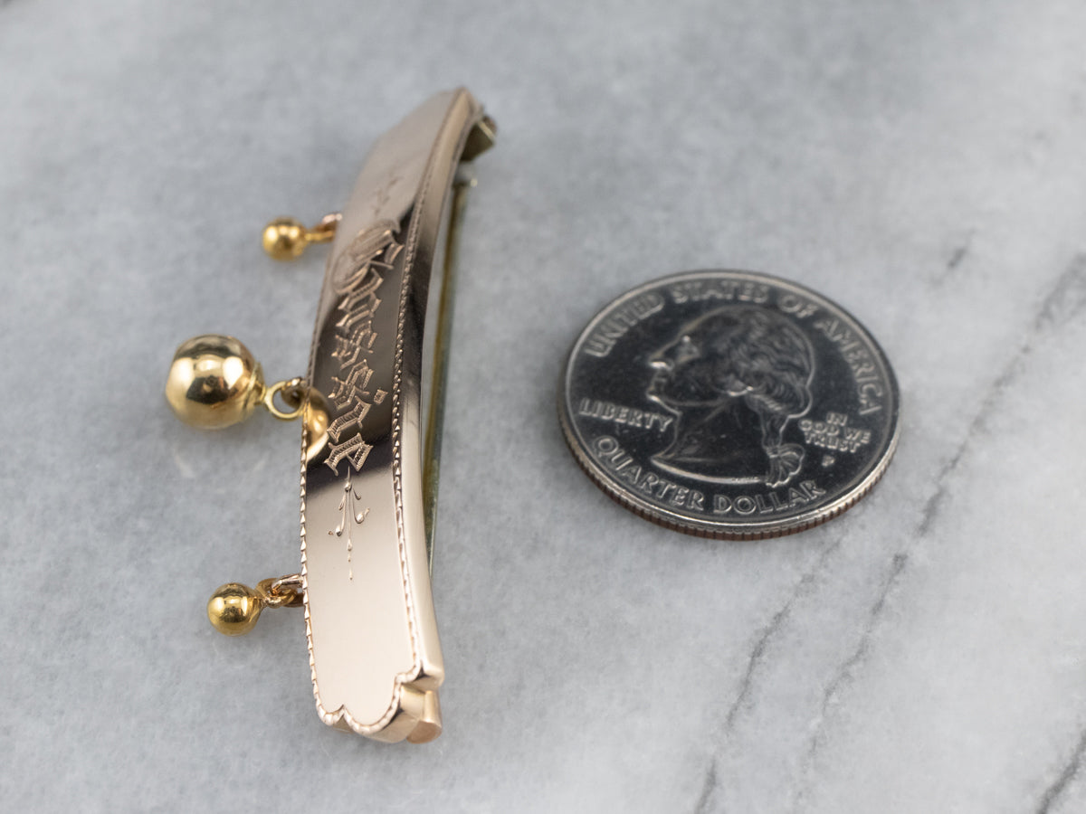 Antique "Gussie" Gold Bar Pin
