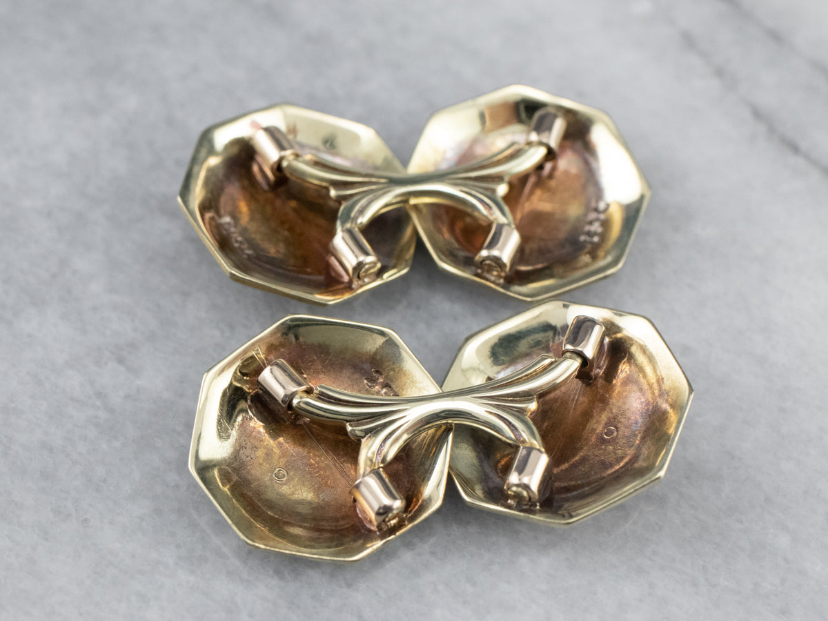 Art Deco White Gold Octagonal Cufflinks