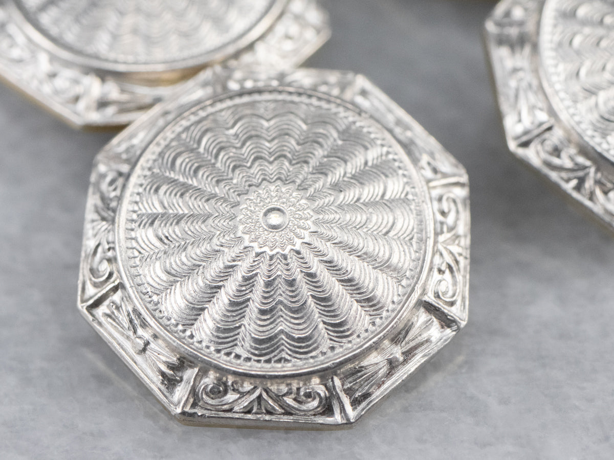 Art Deco White Gold Octagonal Cufflinks