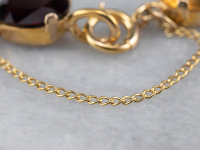 Multi Gemstone Botanical Gold Link Bracelet