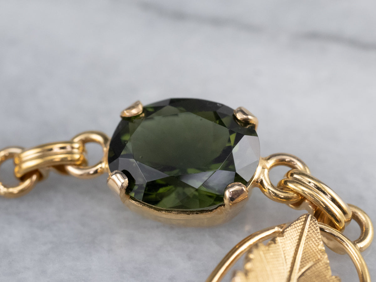 Multi Gemstone Botanical Gold Link Bracelet