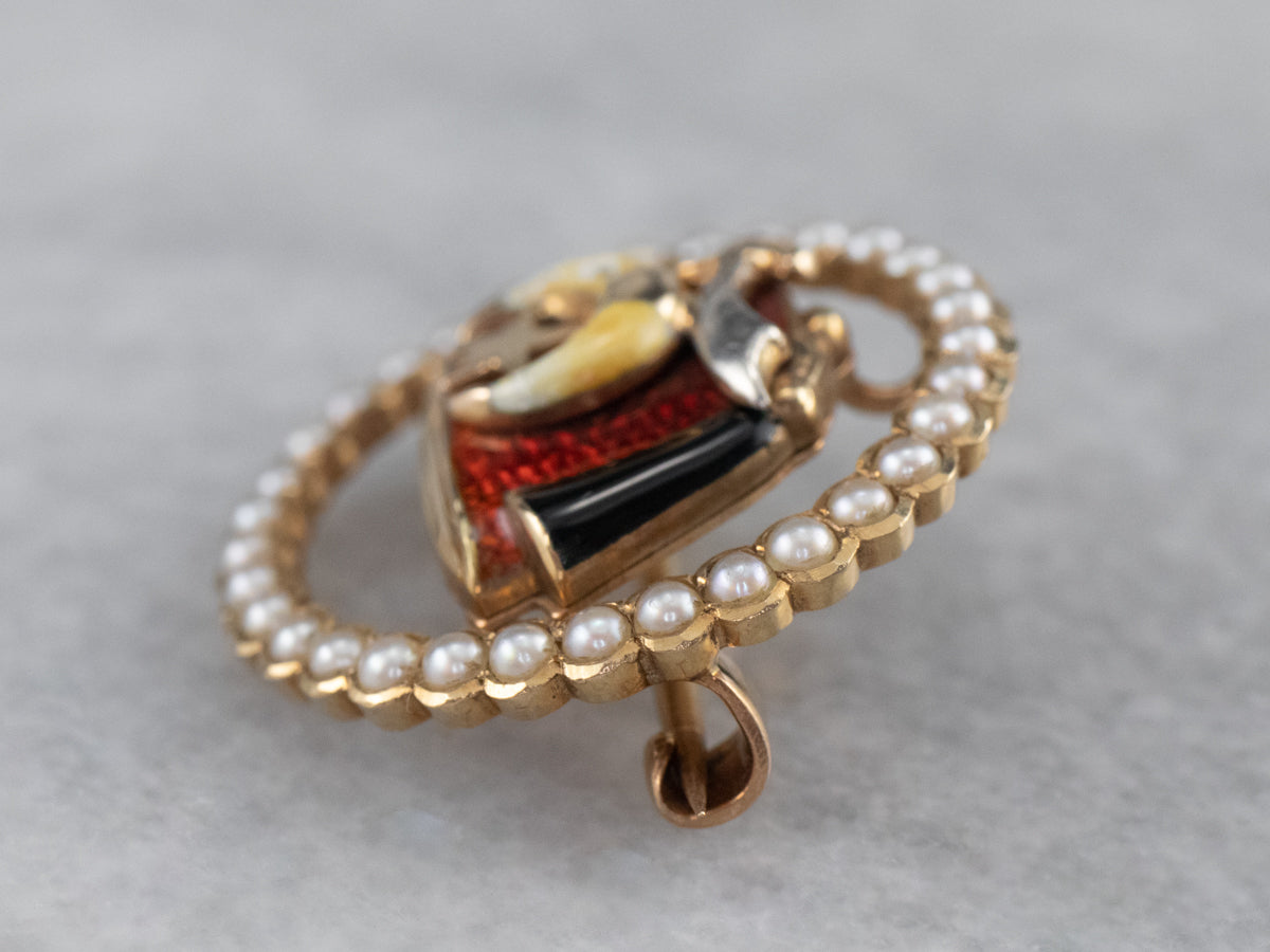 Enamel Seed Pearl Shriners Gold Lapel Pin