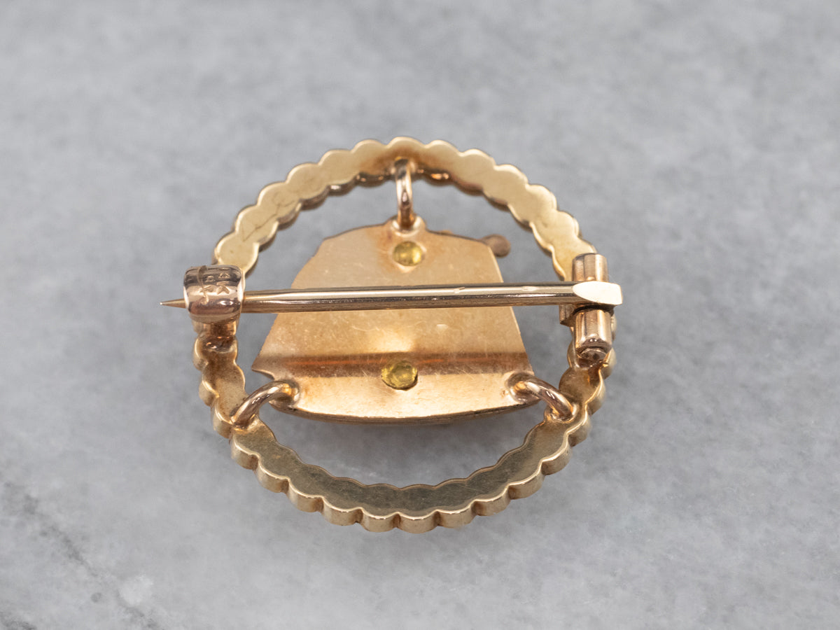 Enamel Seed Pearl Shriners Gold Lapel Pin