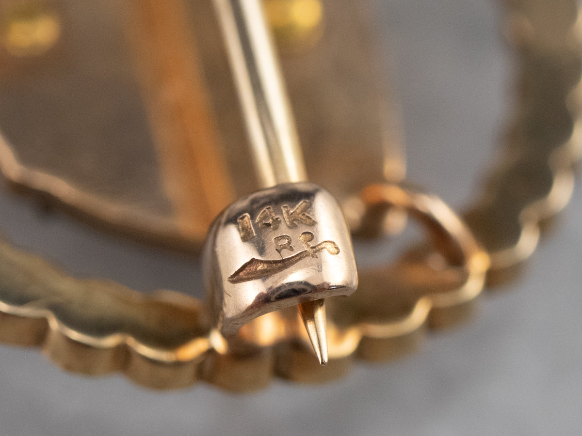 Enamel Seed Pearl Shriners Gold Lapel Pin