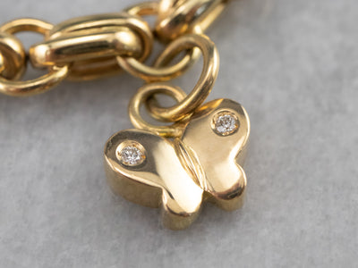 Diamond Animal Gold Charm Bracelet