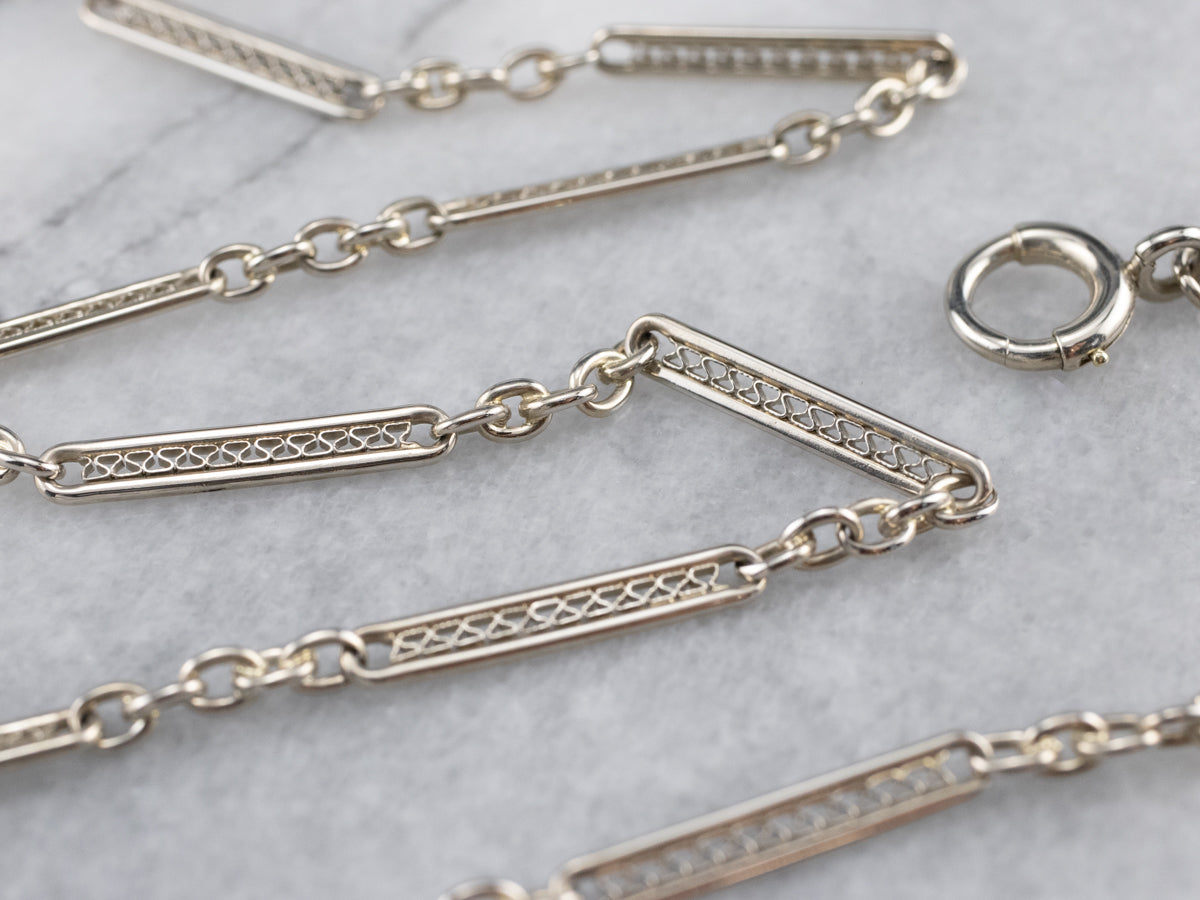 White Gold Vintage Pocket Watch Chain