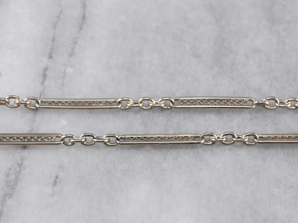 White Gold Vintage Pocket Watch Chain