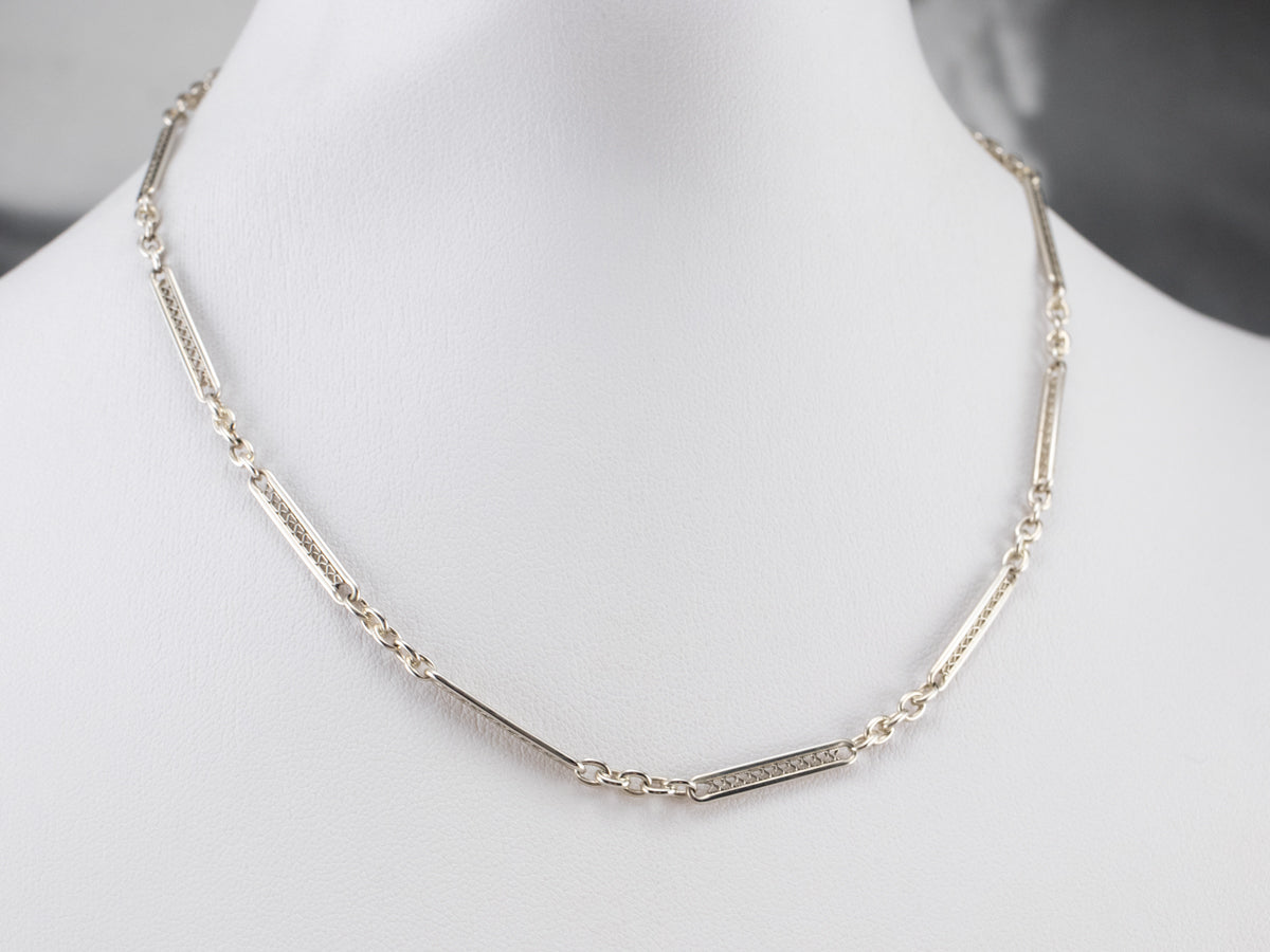 White Gold Vintage Pocket Watch Chain