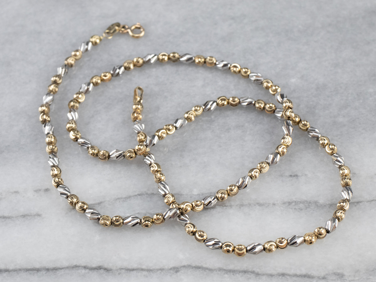 Two Tone Gold Fancy Beaded Necklace